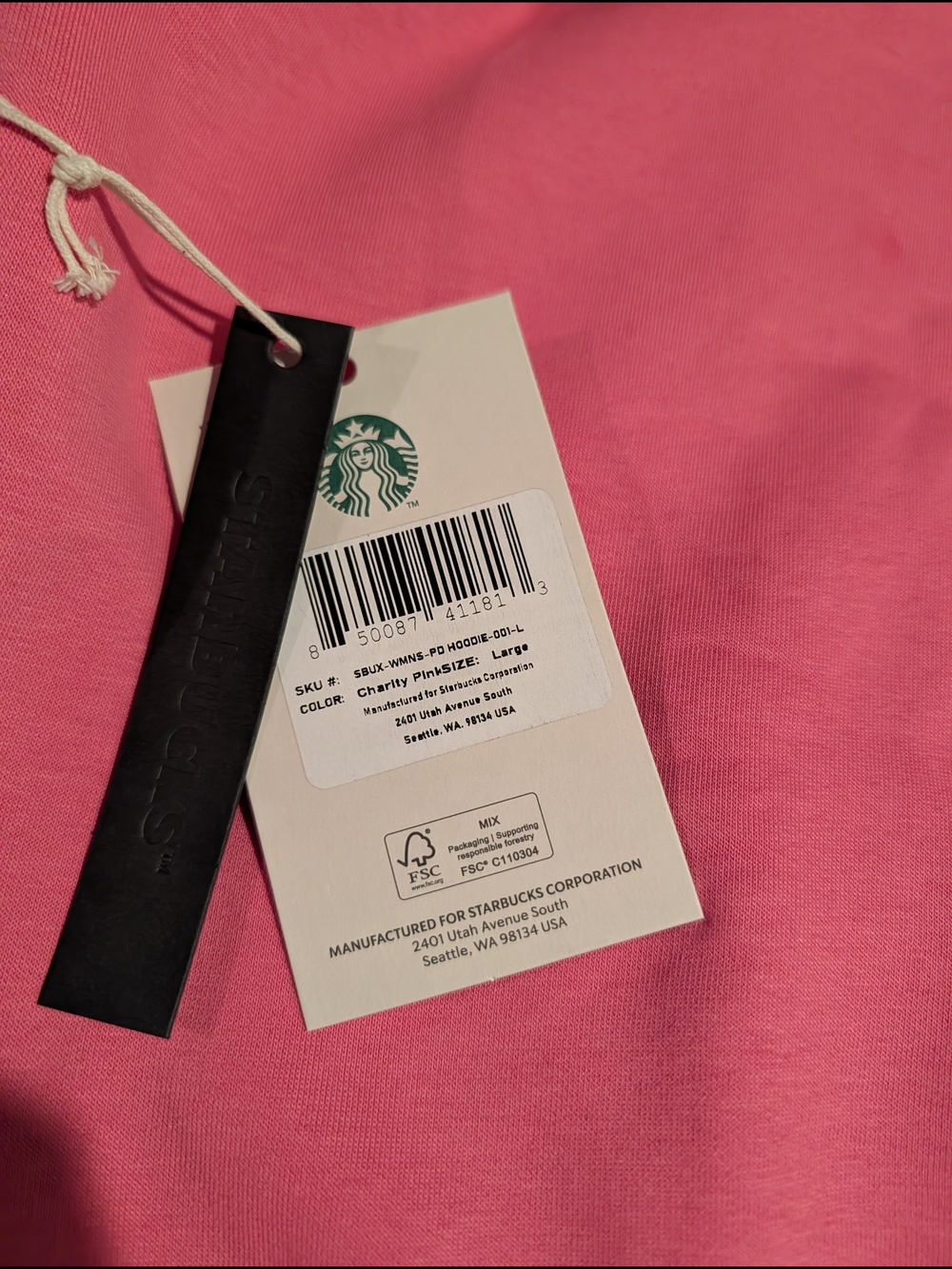 NWT Official Starbucks Pink Drink Bearista Bundle - Hoodie, Hat, Socks, Stickers - Picture 5 of 6